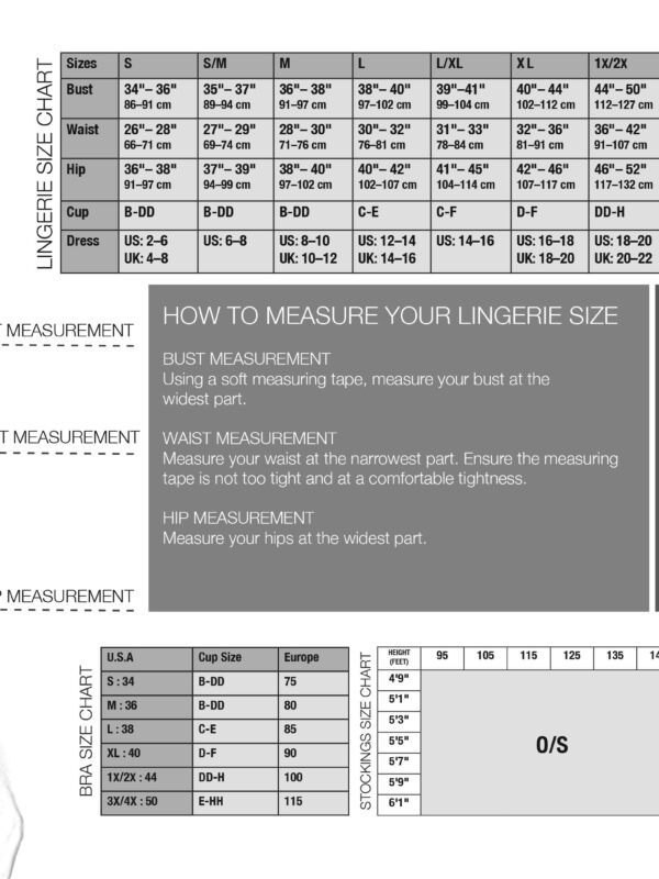 Coquette hosiery size chart for the one size thigh highs