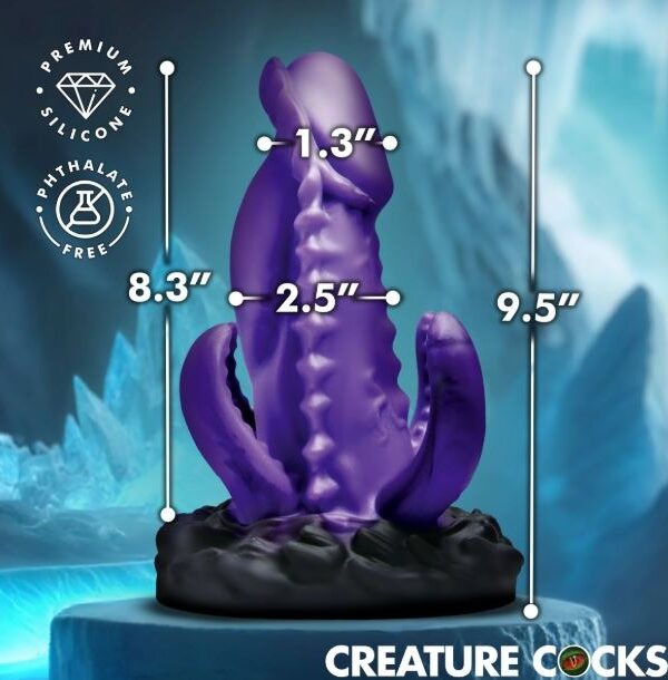 Leviathan size chart showing 9.5" overall, 8.3" length and 2.5" widest diameter