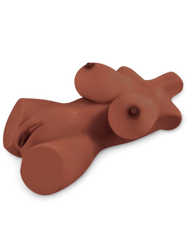 Brown Perfect 10 torso lying on its back showing breasts and vaginal opening