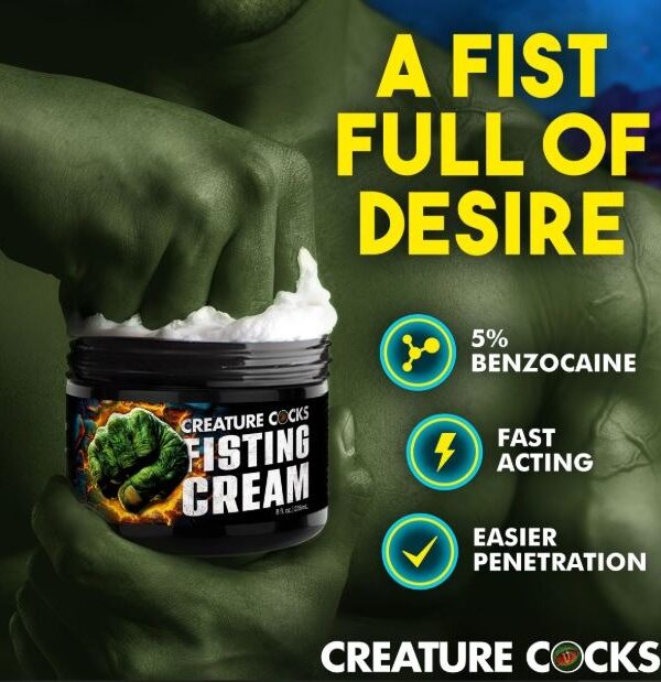 Creature Cocks Fisting Cream features - 5% benzocaine, fast acting