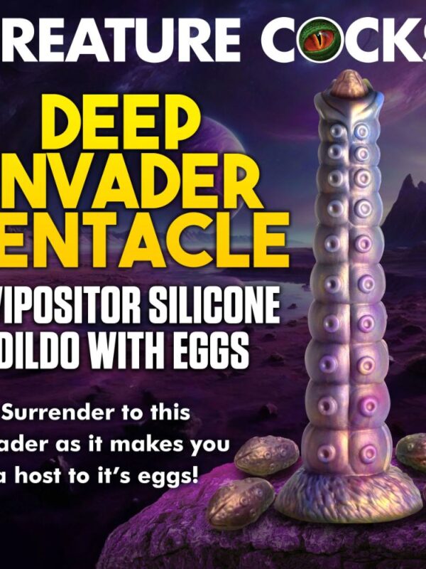 Creature Cocks Deep Invader tentacle ovipositor silicone dildo with eggs title graphic