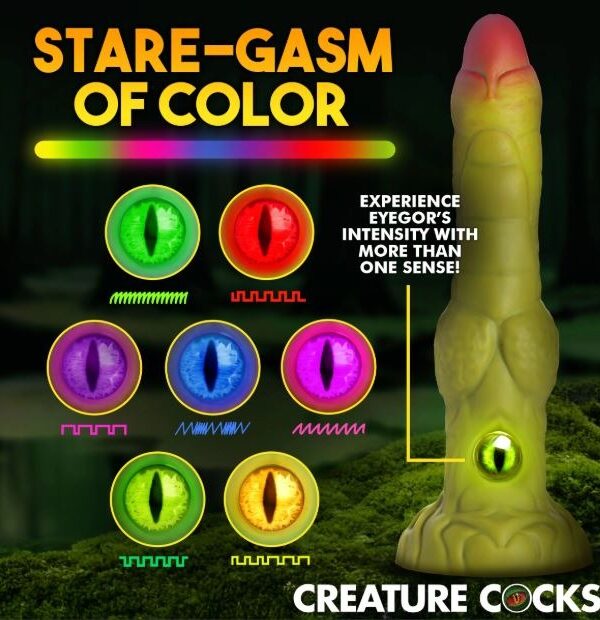 Eyegor light-up eye shown in its range of colors