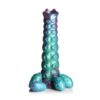 Creature Cocks Galactic Breeder alien ovipositor in iridescent teal and red with its silicone eggs