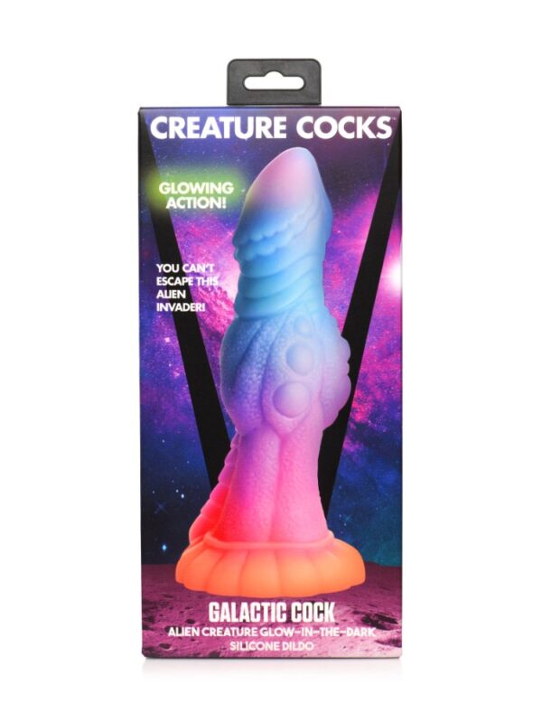 Galactic Cock glow-in-the-dark dildo in its Creature Cocks retail box