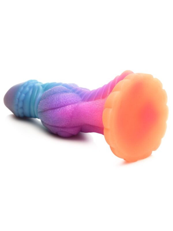 Galactic Cock lying on its side showing the scalloped suction cup base