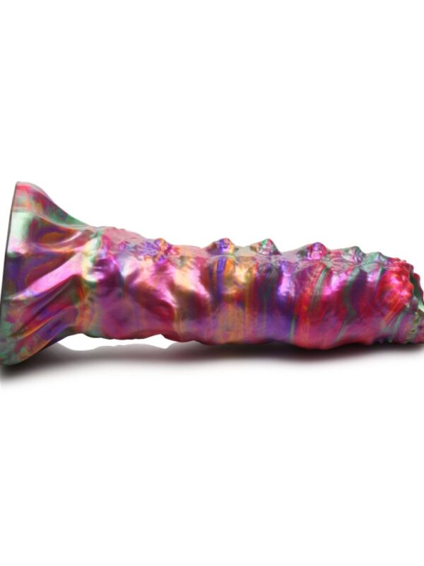 Side view of the Larva dildo showing its ribbed and bumpy texture