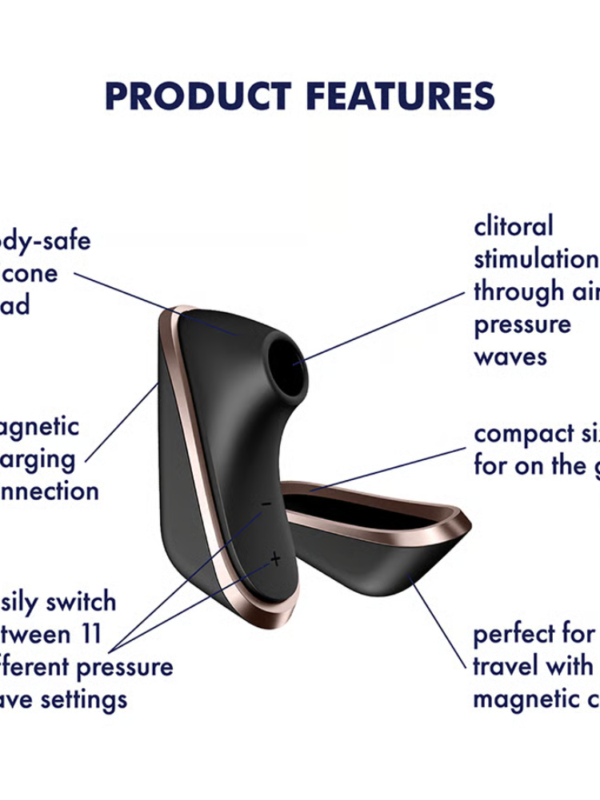 Satisfyer Traveler features - 11 intensities, magnetic cap, magnetic charging