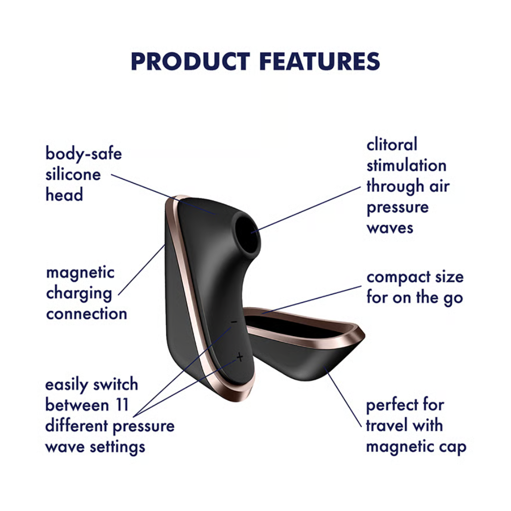 Satisfyer Traveler features - 11 intensities, magnetic cap, magnetic charging