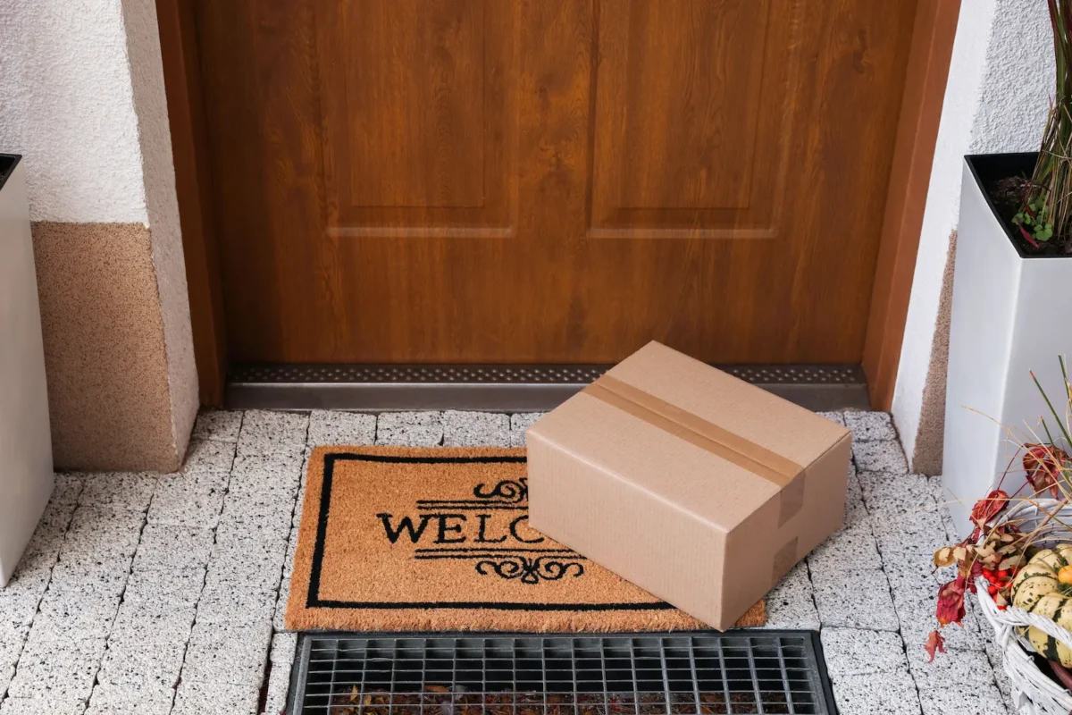 Discreet shipping - plain unmarked box delivered to a front door