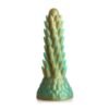 Creature Cocks Stegosaurus dinosaur dildo standing upright, covered in gold and teal spikes