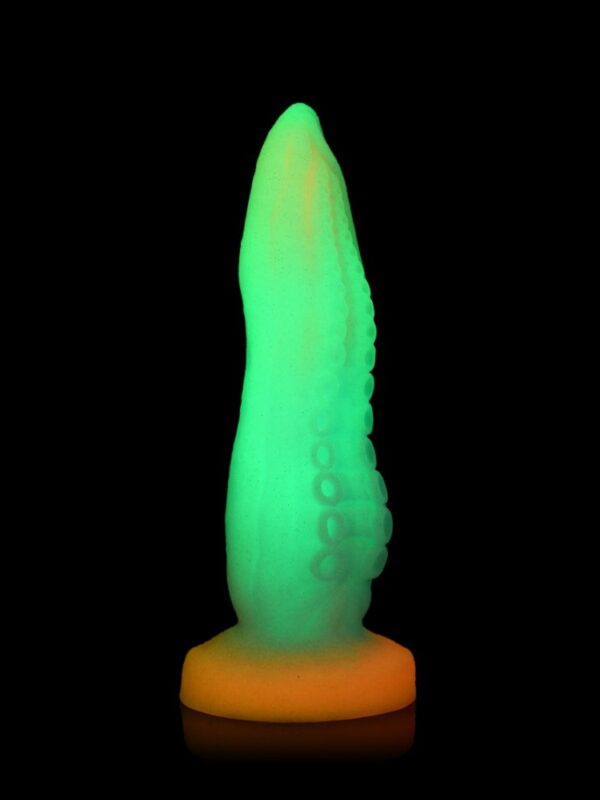 Tenta-Cock tentacle dildo glowing green in the dark