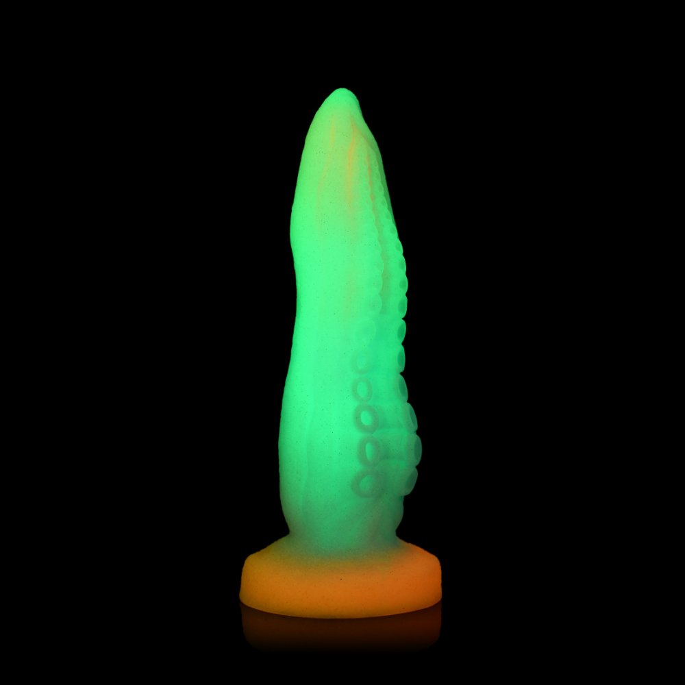 Tenta-Cock tentacle dildo glowing green in the dark