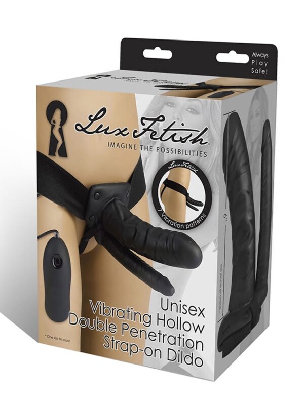 Unisex Vibrating Hollow Double Penetration Strap-on Dildo