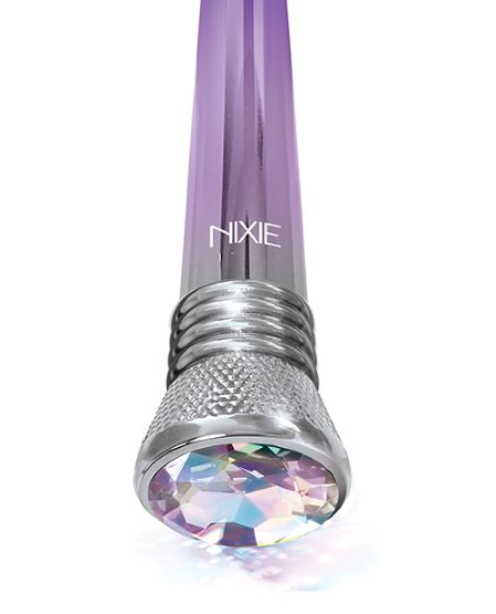 Close-up of the jewel-inlaid push button on the Nixie Jewel Ombre G-spot vibrator