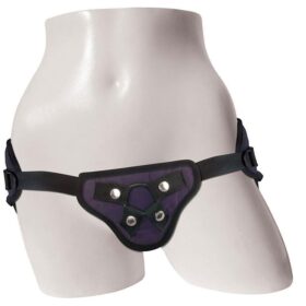 Purple Lush Strap On Harness dual view