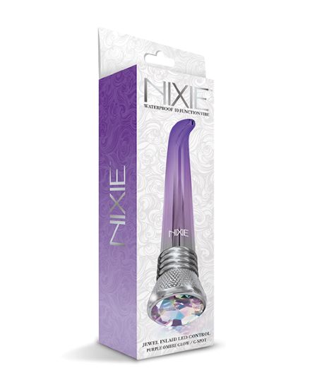 Nixie Jewel Ombre Glow G-Spot Vibe in its purple retail box
