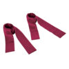 Two burgundy Enchanted Silky Sash Restraints with sewn end loops, laid flat