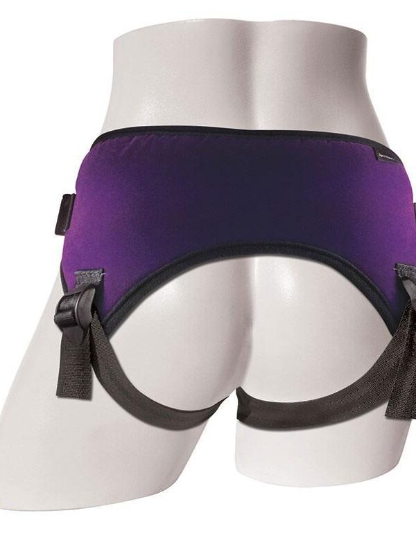 Purple Lush Strap On Harness back view