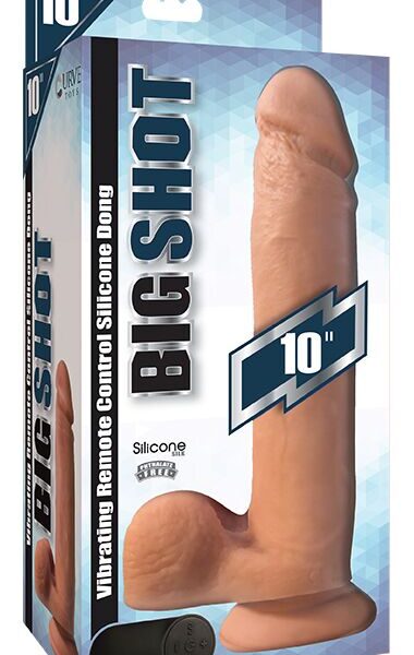 Big Shot Vibrating Remote Control Silicone Dong W/ Balls Vanilla
