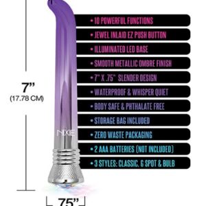 Nixie Jewel Ombre G-Spot Vibe size chart showing 7 inch length and 0.75 inch width