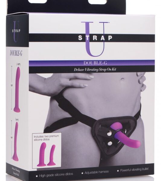 Double-G Deluxe Vibrating Silicone Strap On Kit Box
